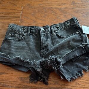 Free People “Haven” Frayed Jean Shorts